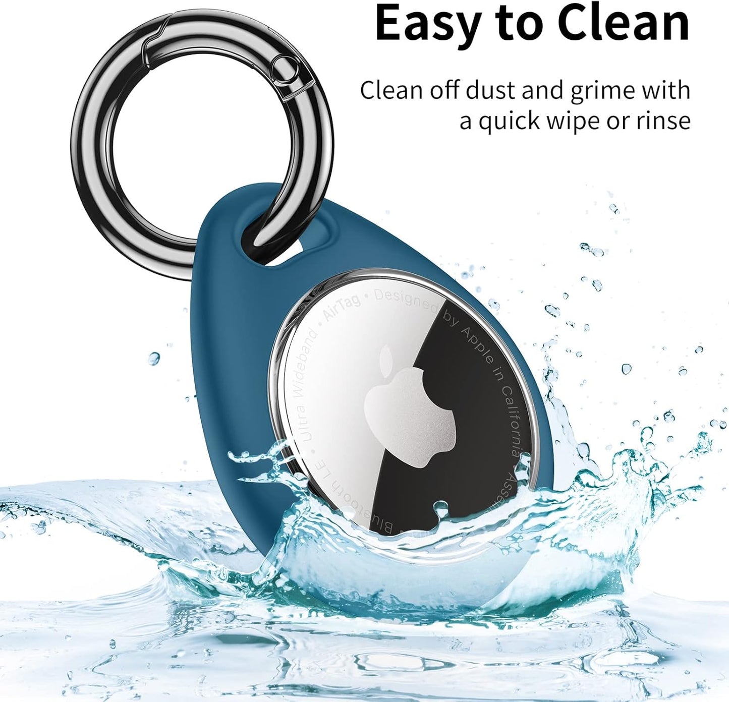 UNBREAKcable Holder for Apple AirTag - 4 Pack [Fit Tightly Design] [Easy to Install] [Hold Air Tag Securely] Waterproof TPU Shell Protective Case with All Metal Keychain Key Ring Clip (Brown&Blue)