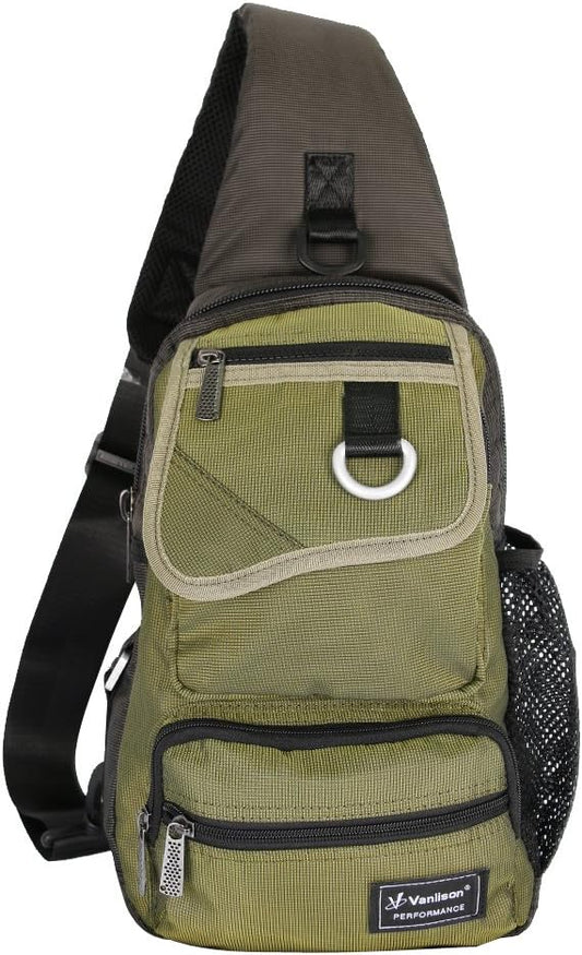 Sling Bag Chest Shoulder Backpack Crossbody Multipurpose Daypack For Men Women Green