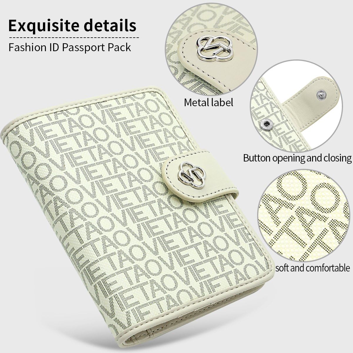 Passport Holder Wallet Bag with AirTag Holder, Card Slots Passport Solt Ticket Cash Solt, Photo Solt Sim Card Pen Slot.White