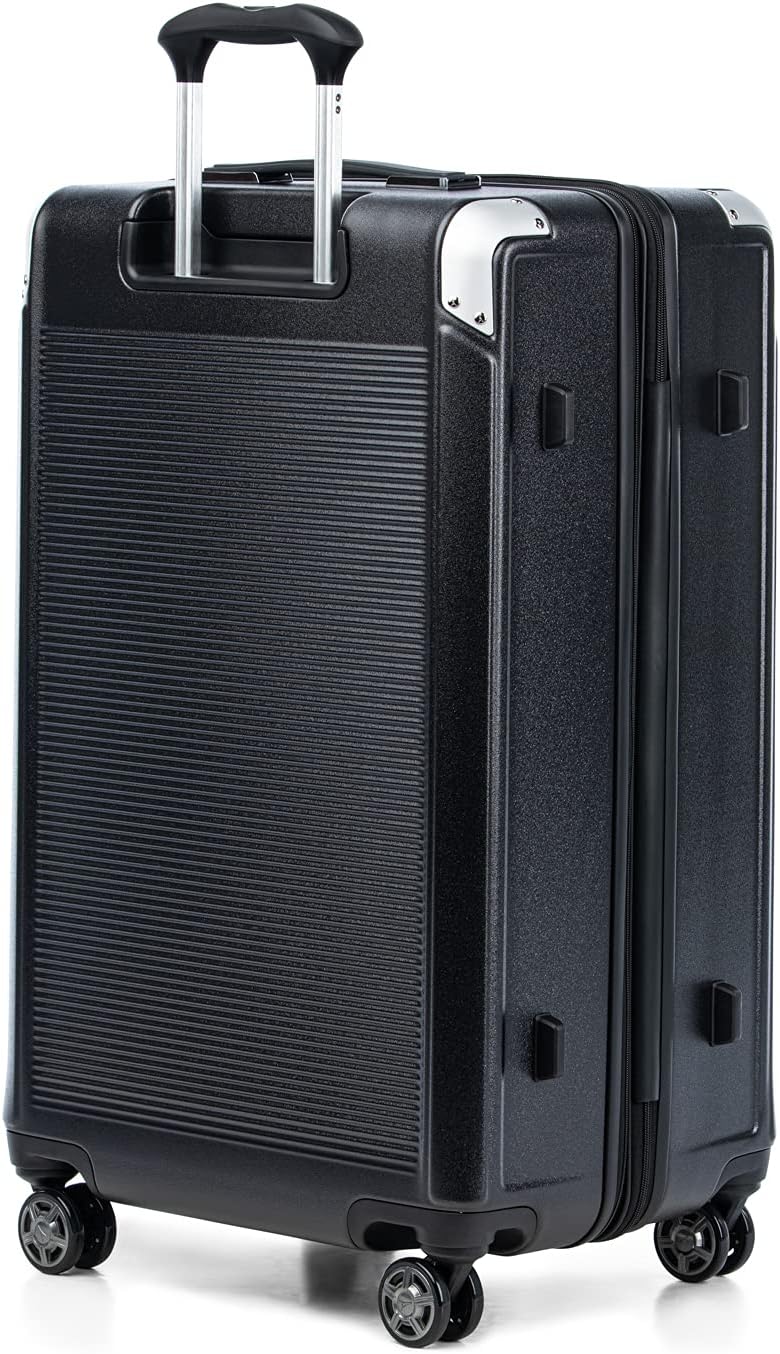 Travelpro Platinum Elite Hardside Expandable Checked Luggage, 8 Wheel Spinner, TSA Lock, Hard Shell Polycarbonate Suitcase, Shadow Black, Checked Large 28-Inch