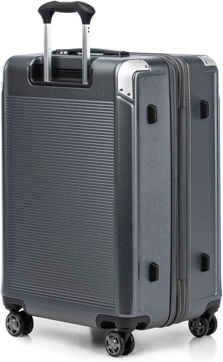 Travelpro Platinum Elite Hardside Expandable Checked Luggage, 8 Wheel Spinner, TSA Lock, Hard Shell Polycarbonate Suitcase, Vintage Grey, Checked Medium 25-Inch