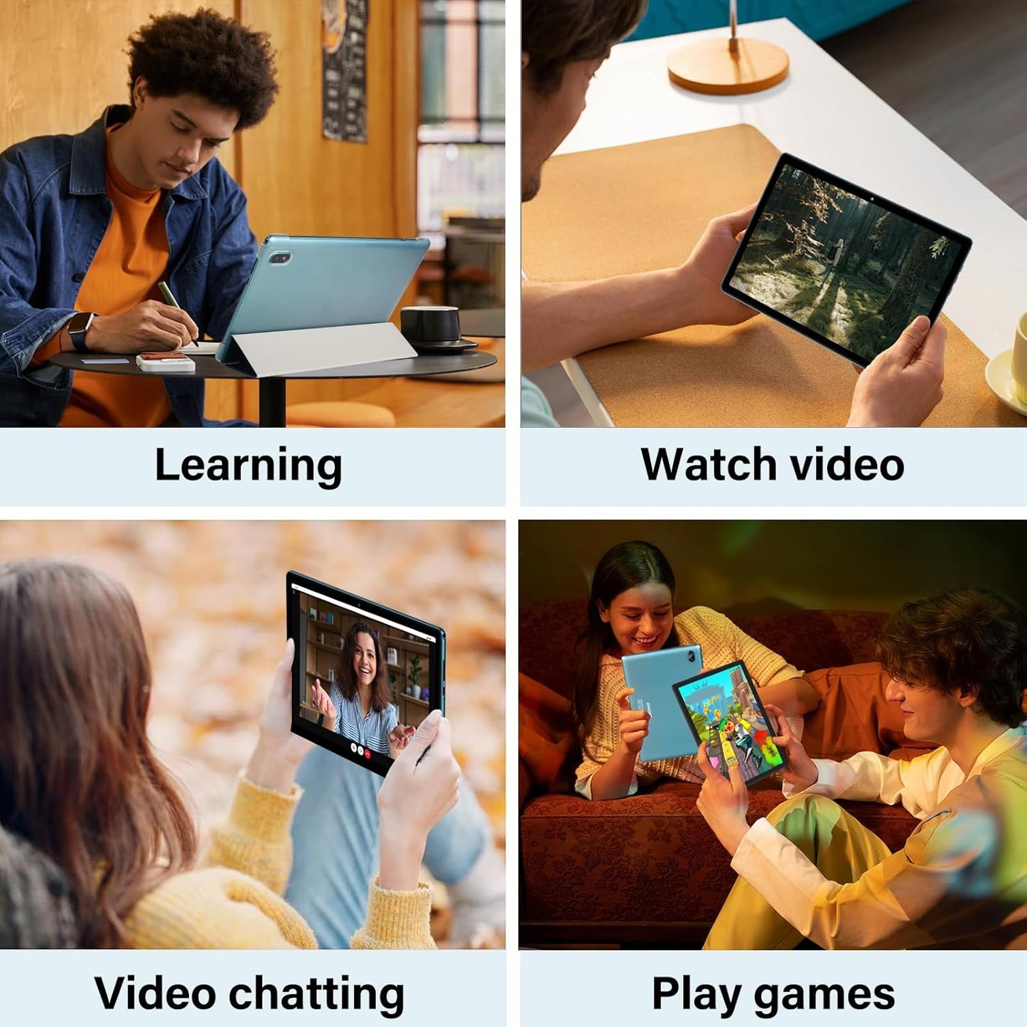 2025 Android Tablet 10.1 Inch Android 14 Tablets with 128GB ROM+18GB RAM (4+14 Virtual), 1TB Expand 2 in 1 10.1 Tablet with Keyboard, Powerful Octa-Core, WiFi 6, Blue