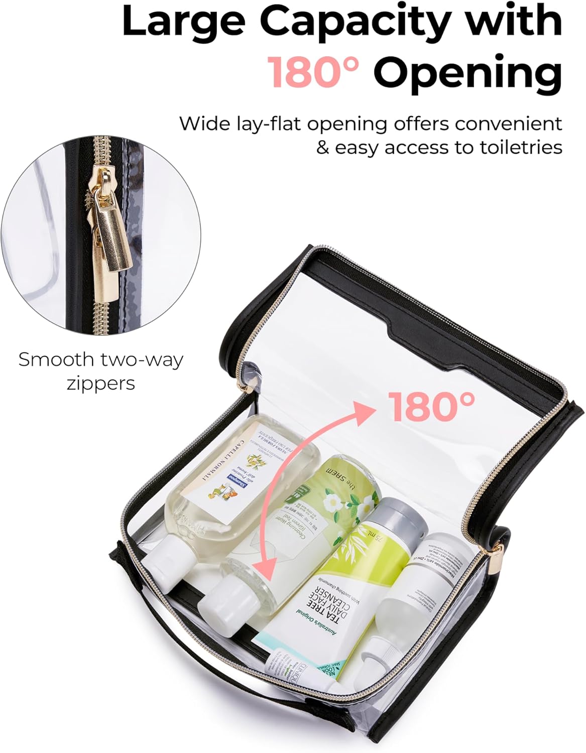 BAGSMART TSA Approved Toiletry Bag, Clear Travel Toiletry Bag, Makeup Cosmetic Pouch Bag for Women Men Carry on Airline Quart Size Organizer for Travel Essentials (Gray, Pack of 2)