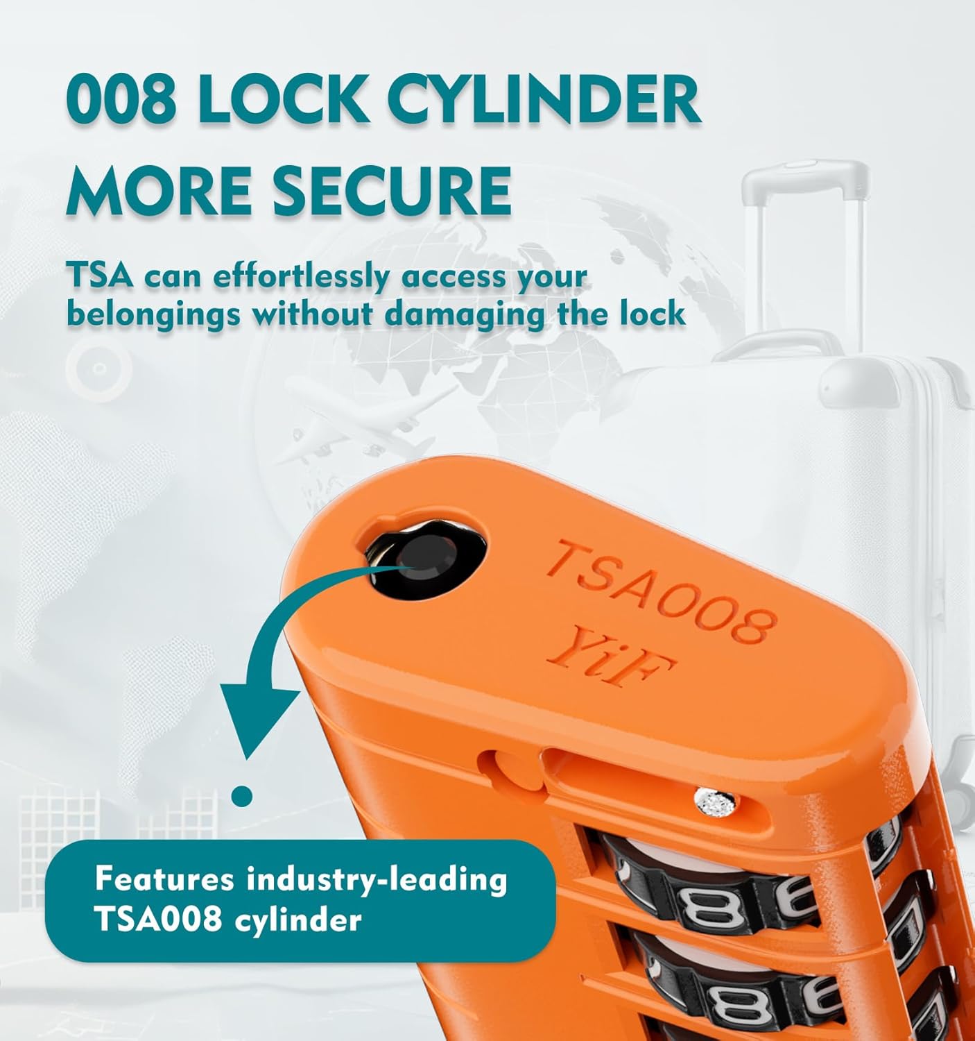 ANVIL 4 Digit Luggage Locks, TSA Locks for Luggage, Advanced TSA008 core, Alert Indicator for Your Travel Lock, Suitcase Lock. (4, Orange)