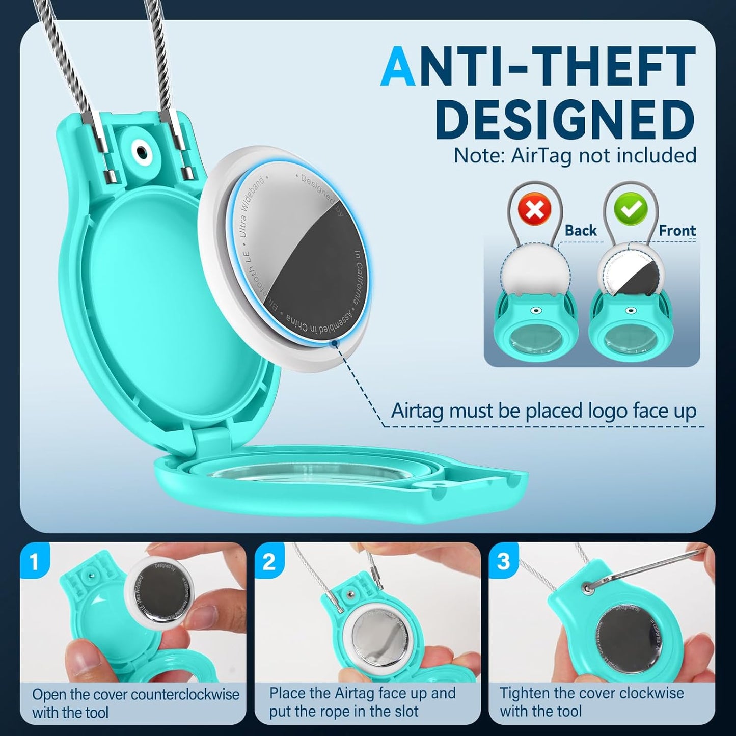 Waterproof Airtag Holder,4 Pack Airtag Case with Secure Lock,Airtags Keychain for Apple Air tag,Anti-Lost Protective Case Air tags Accessories for GPS Tracker Luggage,Key,Pet-Orange/Yellow/Green/Pink