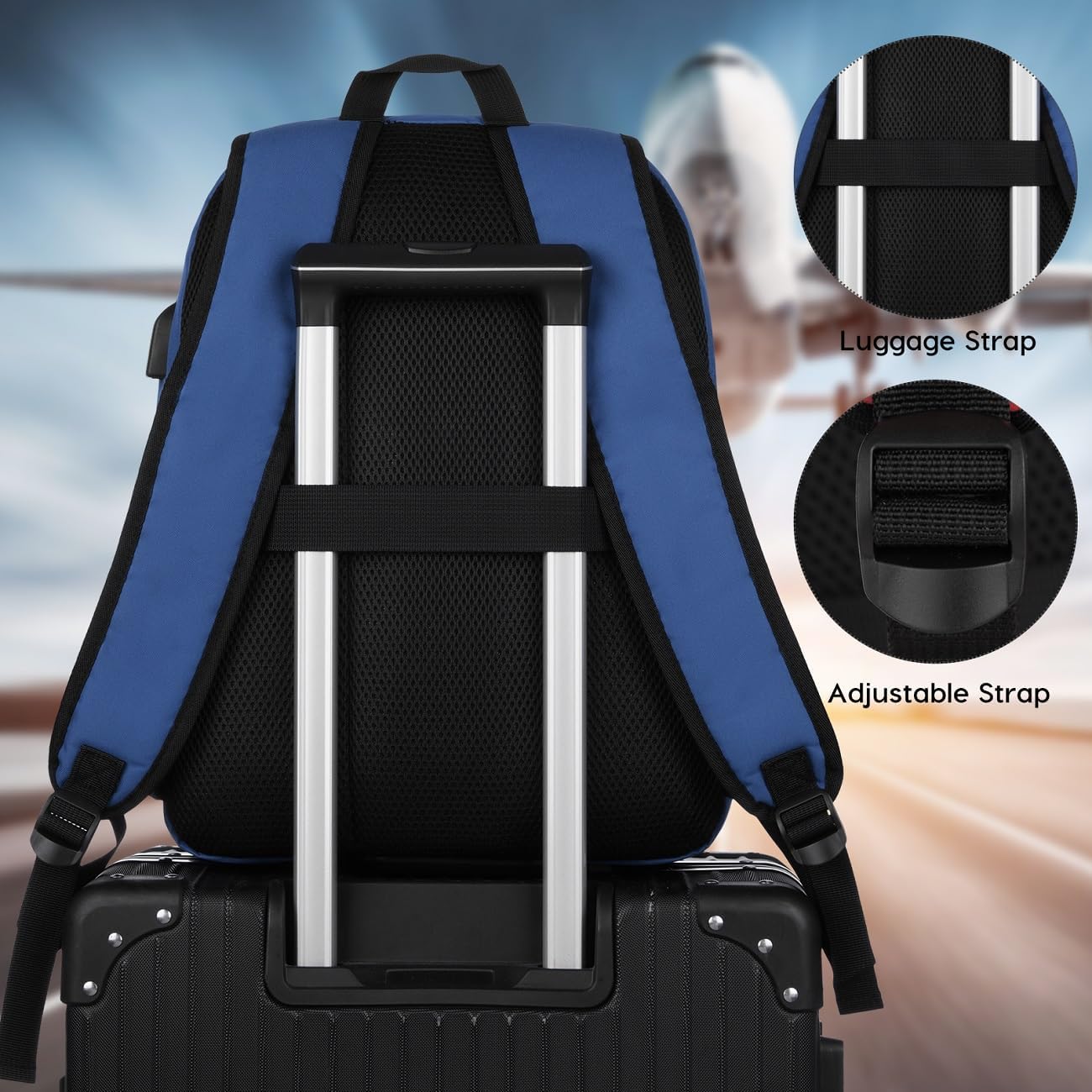 17.3 inch School Backpack,Classic Bookbag Backpack with USB Port for High School College Students Travel