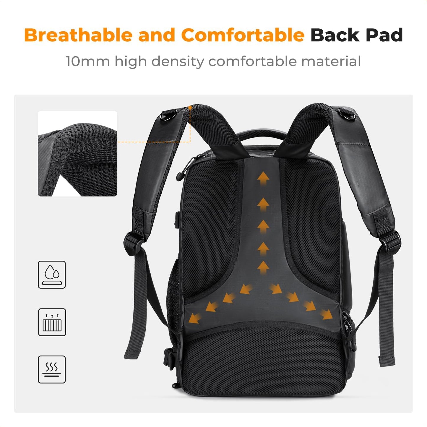 K&F Concept Camera Backpack,25L Large Capacity Camera Bag for Photographers with Raincover and 15.6 Inch Laptop Compartment Compatible for Canon/Nikon/Sony/DJI Mavic Drone