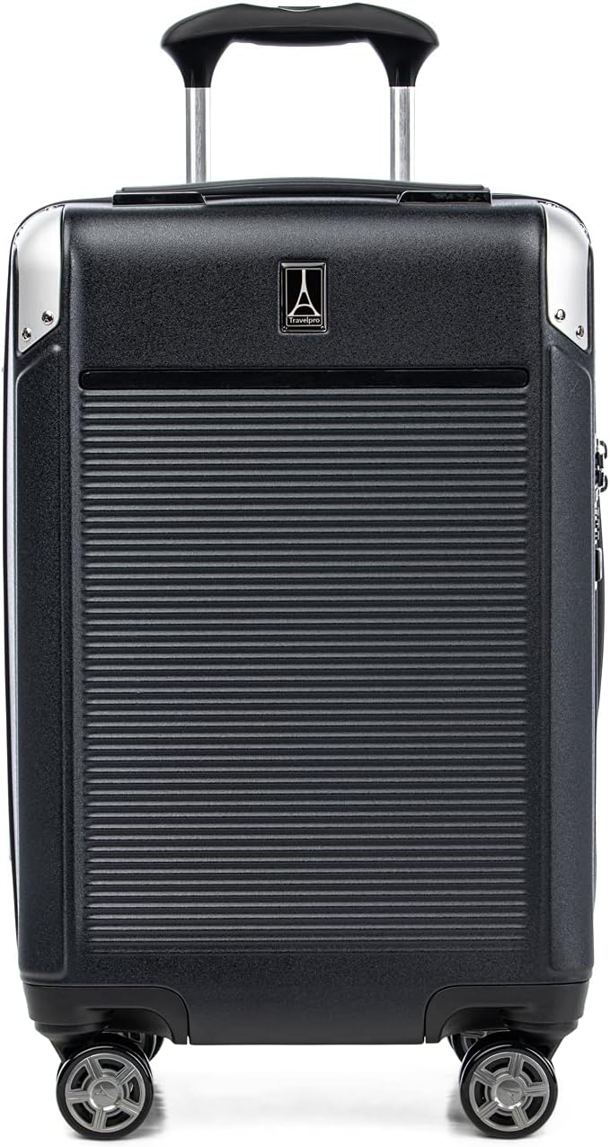 Travelpro Platinum Elite Hardside Expandable Carry on Luggage, 8 Wheel Spinner, TSA Lock, Hard Shell Polycarbonate Suitcase, Shadow Black, Carry on 21-Inch