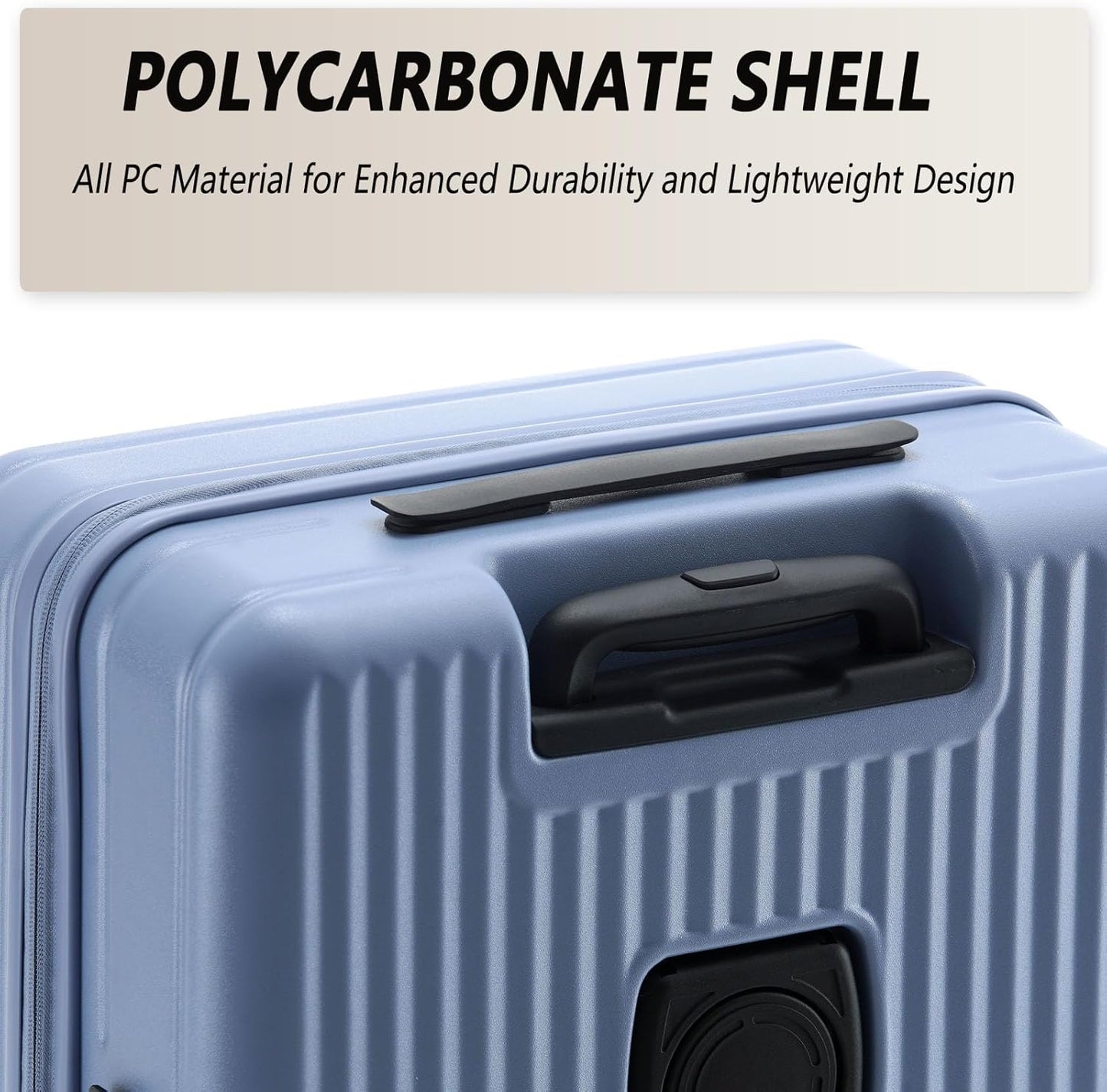 26 Inch Top Opening Checked Travel Luggage Expandable with Spinner Wheels,All PC Hard Shell Hardside Lightweight Medium Suitcase with TSA Approved Cup Holder for Business Trips Woman Men,Blue