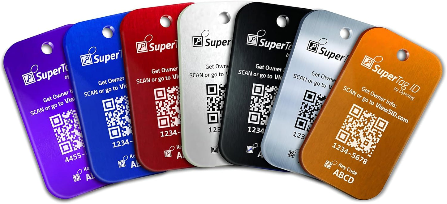 Dynotag® Sentry Series Solid Metal Web Enabled Smart Luggage Tag ID + Steel Loop, Anodized Aluminum with DynoIQ™ & Lifetime Recovery Service (Imperial Purple)