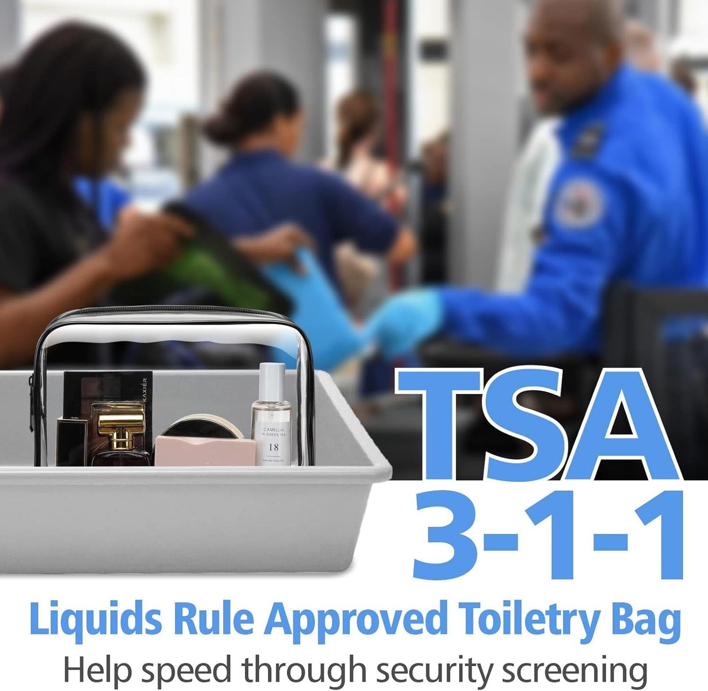 3 Pack Clear Cosmetic Bag, Waterproof Toiletry Bag with Zipper, Transparent Travel Makeup Bags, TSA Approved Clear Organizer Bags, PVC Cosmetic Pouch Case for Vacation Airport Airline Compliant