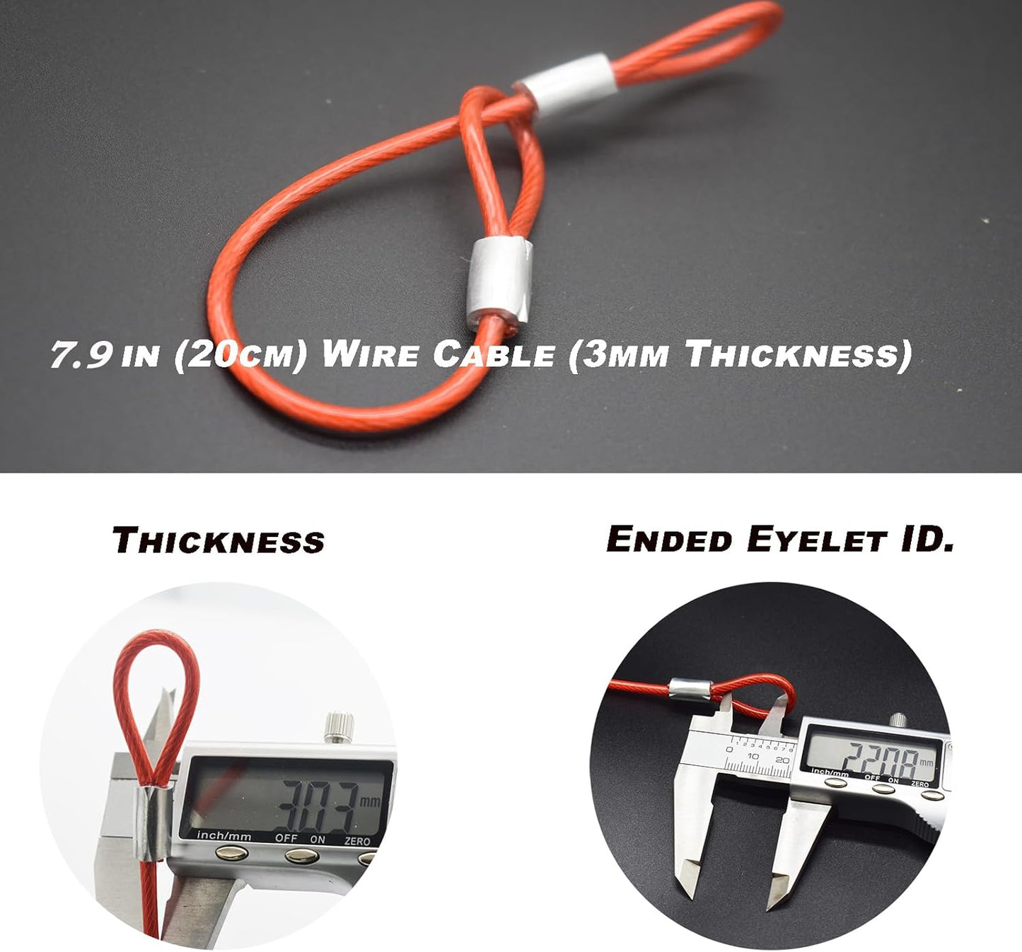15 pcs 7.9 inch(20cm) 3mm Thickness Stainless Steel Wire Cable with Loops Vinyl Cover Coated Short Rope Lanyard Lock Safety Tether Chains,Red
