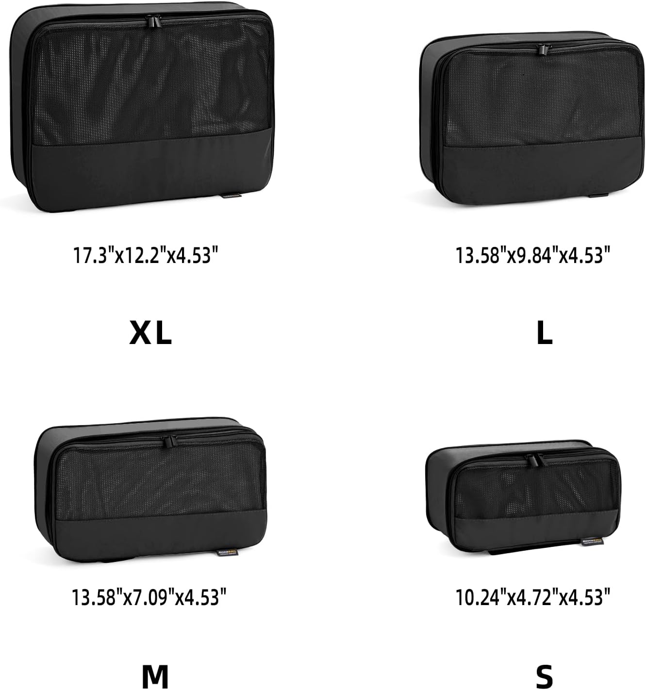 4 Piece Compression Packing Cubes for Suitcases and Backpack, Lightweight Travel Organizers (Black)