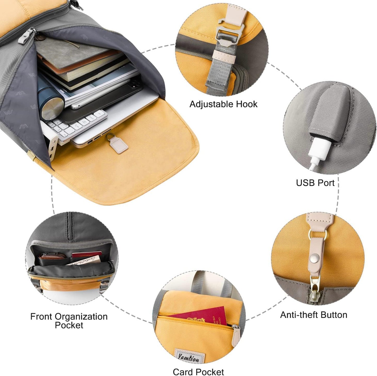 17" Laptop Backpack for Girls & Boys Teens, College Bookbag High School Backpack with USB Charging Port for Women & Men