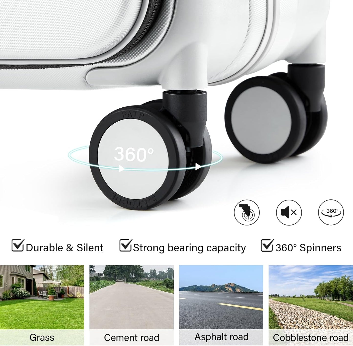 Hanke Top Opening Carry On Luggage, 20 Inch Zipperless Aluminum Frame Wide Handle Luggage, All-PC Hard Shell Trunk Suitcase with Spinner Wheels, TSA Airline Approved (Smoke White, 40L)