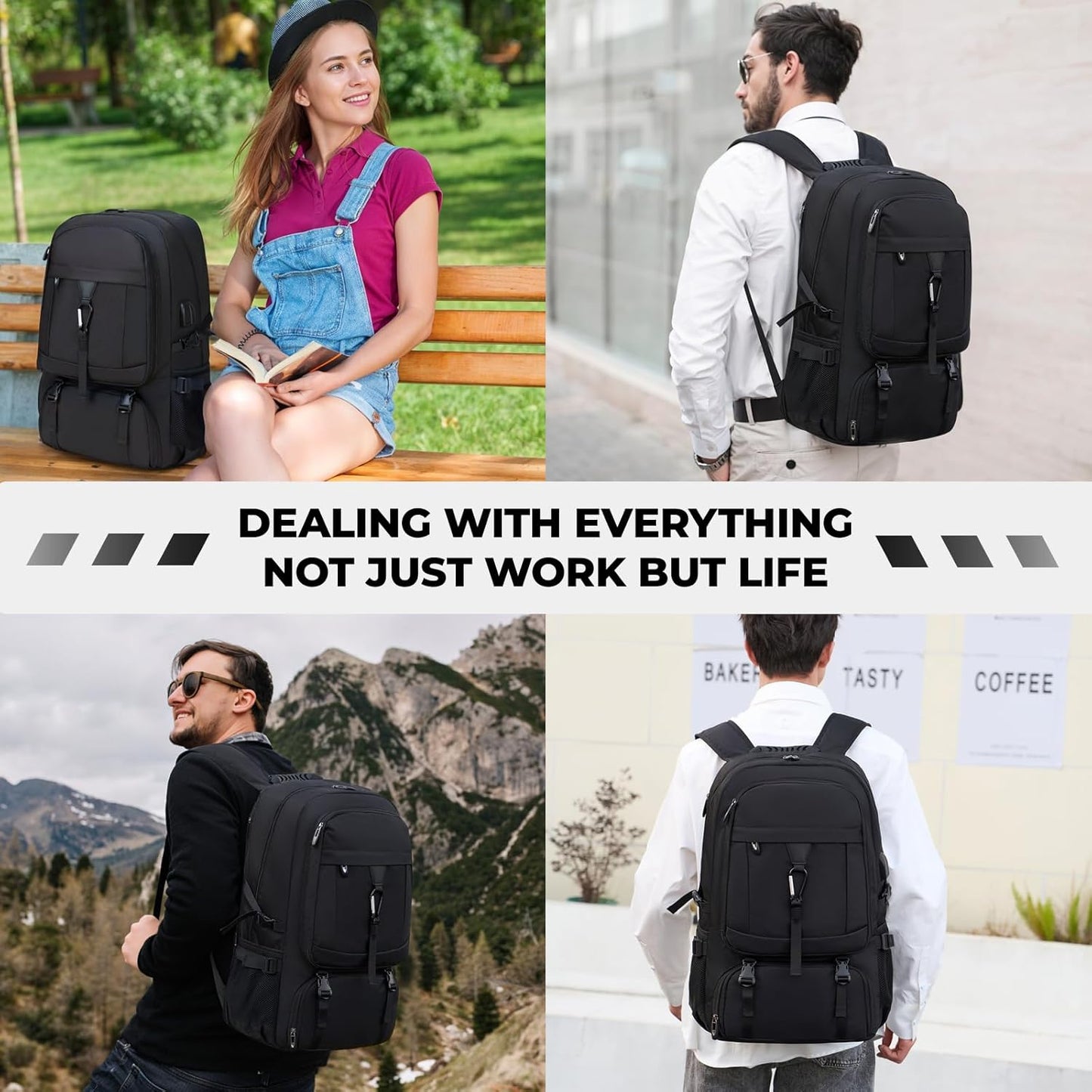 18.4 Inch gym backpack with shoe compartment,80L Multiple Compartments Backpacks, Airline Approved Carry on Travel Daypack Anti Theft with USB Charging Port,for Men Women Travel Work Business