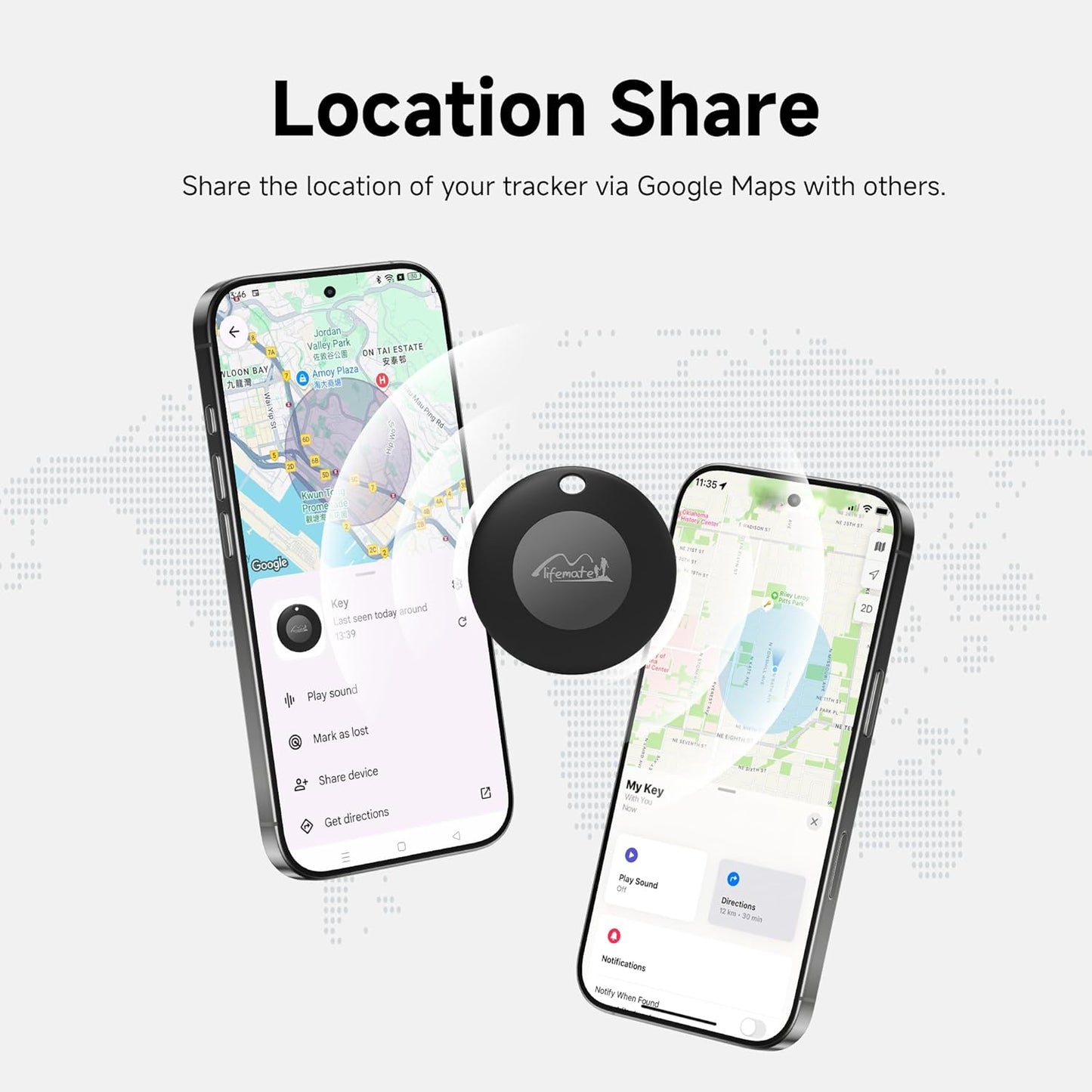 Lifetag Tracker for Android, Bluetooth Tracking Tag for Google Find My Device (Find Hub) App, Item Finder Locator for Keys, Luggage, Backpack, Purse (BLK, 4PCS)