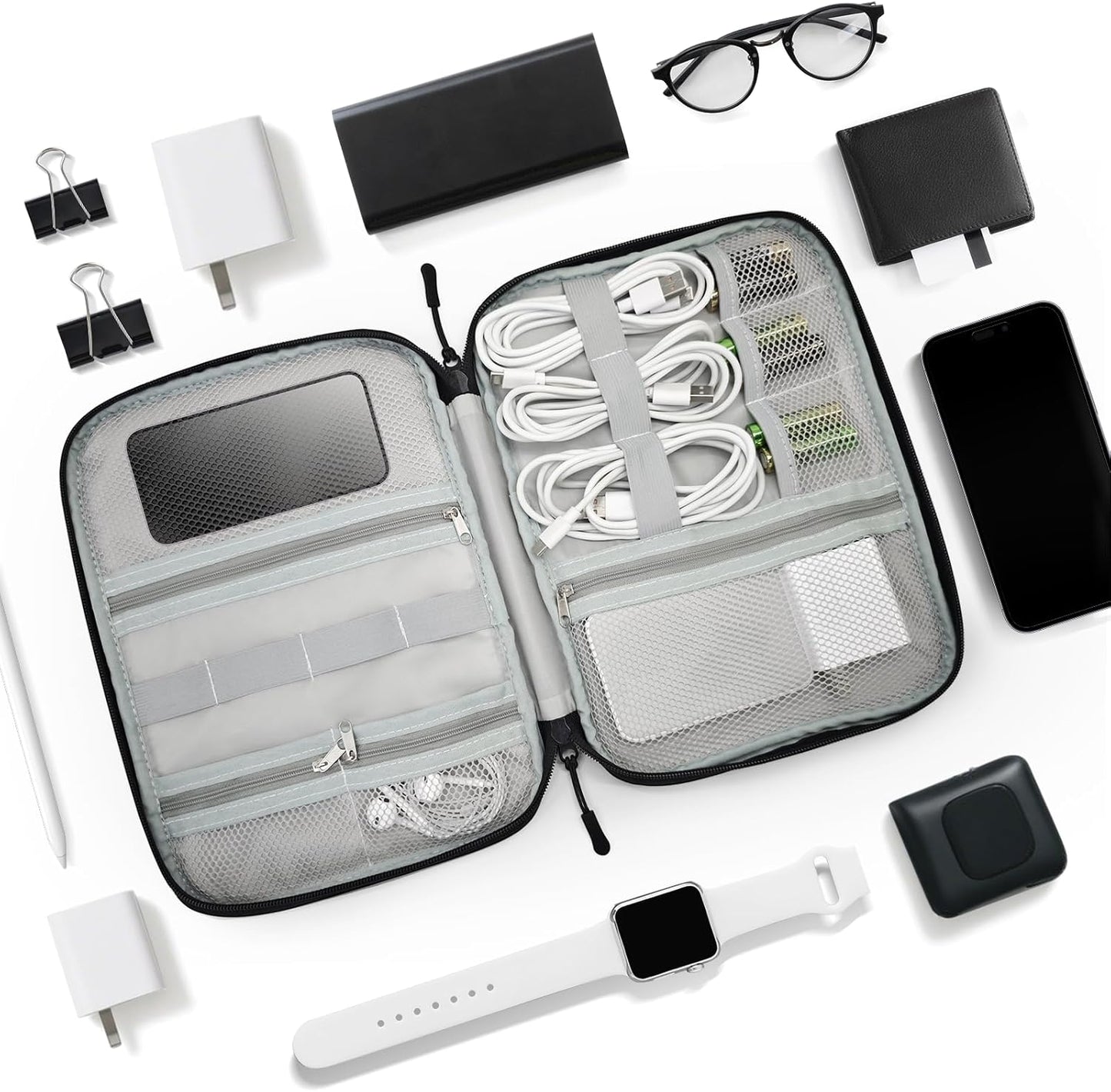 Custom Electronics Organizer Travel Case Customize Personalized Text Image Cable Charger Cord Tech Organizer Pouch Accessories Bag