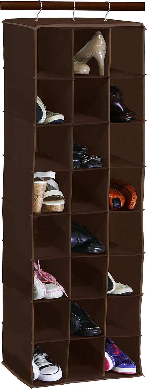 SIMPLE HOUSEWARE Hanging Closet Organizers 24 Section Shoe Shelves, Brown
