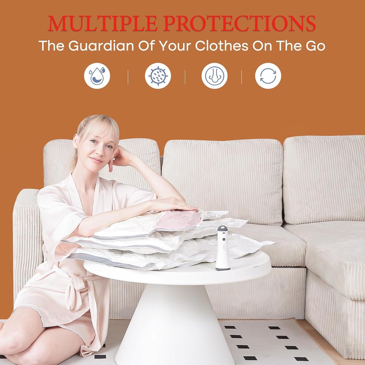 Vacuum Seal Bags for Clothing, 20 Pack Vacuum Storage Bags with Wireless Charging Air Pump(5J+5L+5M+5S), Space Saver Bags for Clothes Blanket Duvets Pillows Comforters Travel