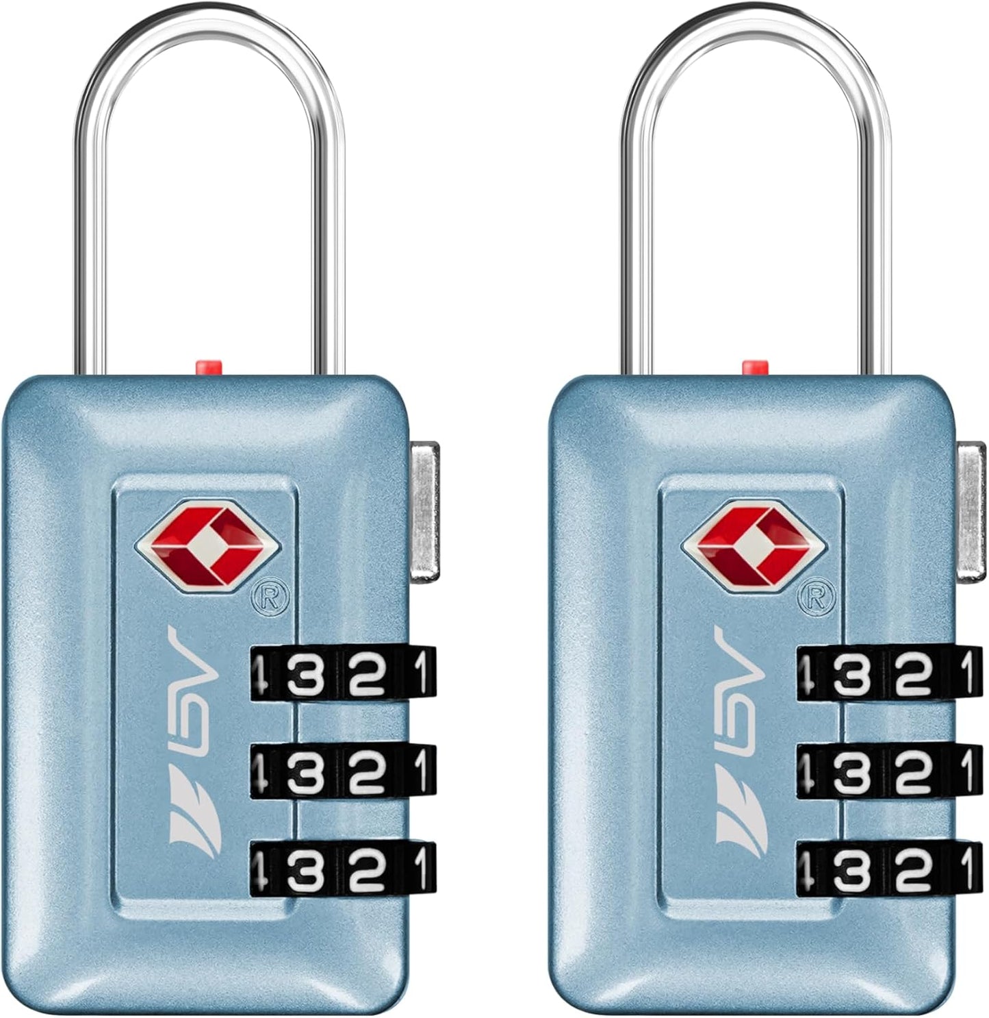 BV TSA Accepted Luggage Travel Lock, Set-Your-Own Combination Lock for School Gym Locker, Luggage Suitcase Baggage Locks, Filing Cabinets, Toolbox, Case (Arctic Blue, 2 Pack)