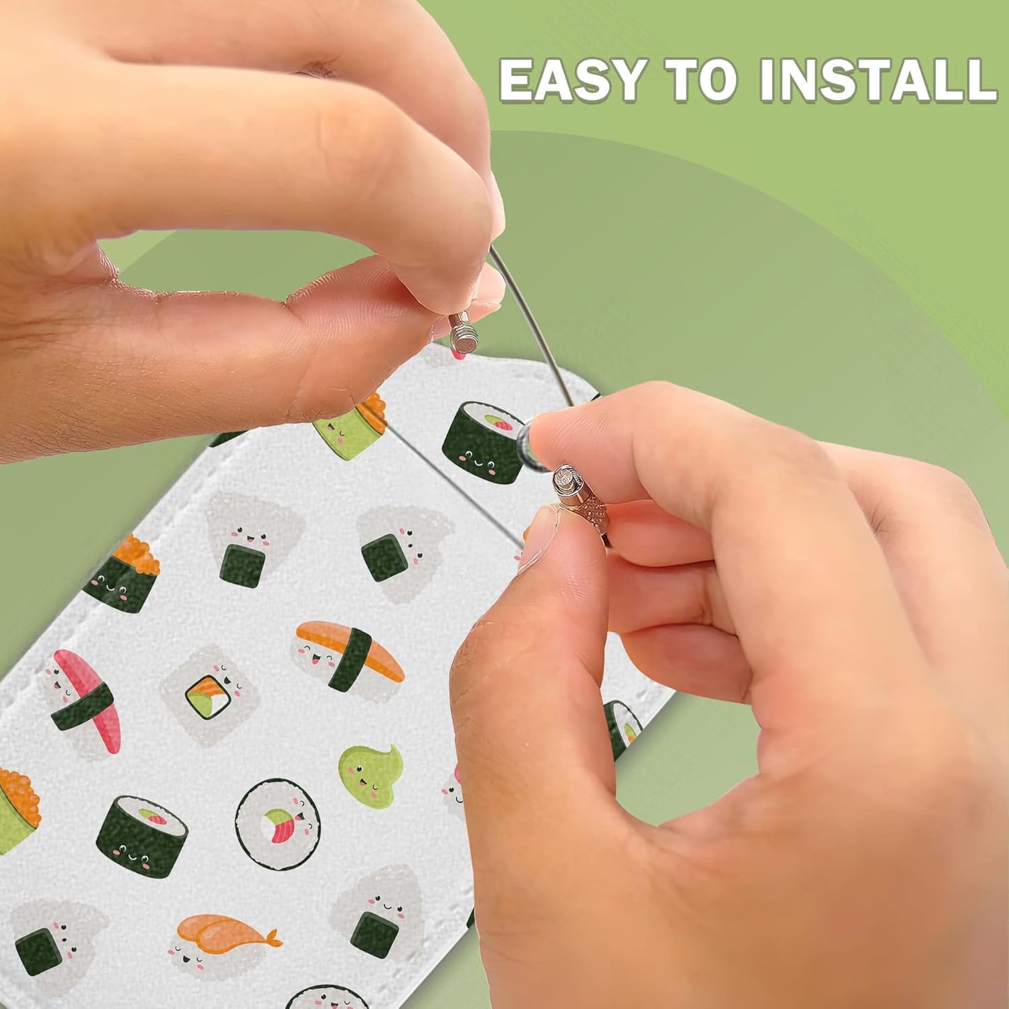 2 Pack Luggage Tags for Suitcase,Cute Funny Japanese Sushi Leather Luggage Tag Bag Tags Identifiers Privacy Cover Id Label with Steel Loop for Women Men Girls Boys Travel