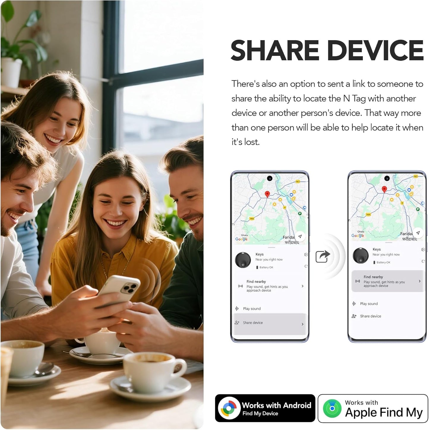 2025 Upgraded Dual-System Tracker for iOS or Android, Bluetooth Smart Tracking Tag/Luggage Tracker/Key Finder/Item Locator/Backpack/Bicycle,(Black)