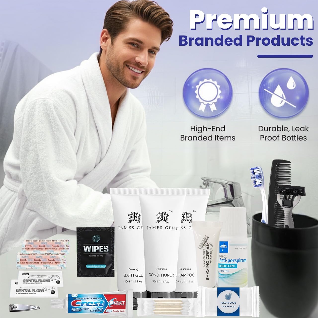 Trektote Travel Toiletry Kit for Men and Women – 20 Piece Set of Travel Size Toiletries, TSA Compliant, Includes Shampoo and Conditioner, Body Wash, Toiletry Bag & More (Pack of 3)