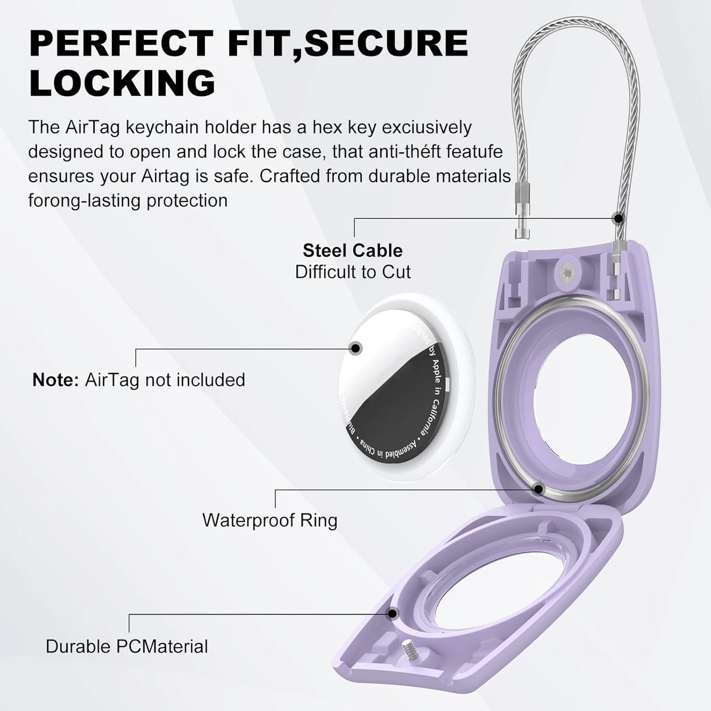 IPX8 Waterproof Airtag Holder Air Tag Case with Keychain, 4-Pack AirTags All-Round Protect Case for Apple Tag Tracker, Air Tags Holder for Luggage, Key, Pet, Backpack（4 Colors）