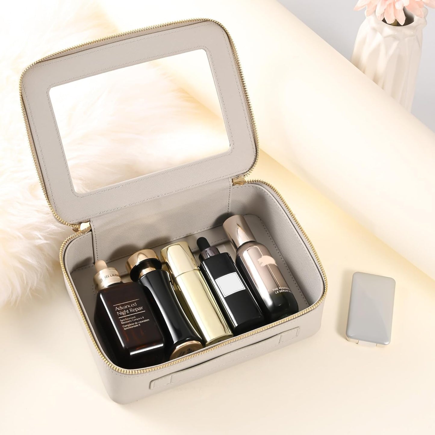 Aveniee Clear Makeup Bag Organizer,Large Travel Toiletry Bag for Women, Waterproof Cosmetic Pouch with Zippers,Car Organizers and Storage Case for Accessories,Grey