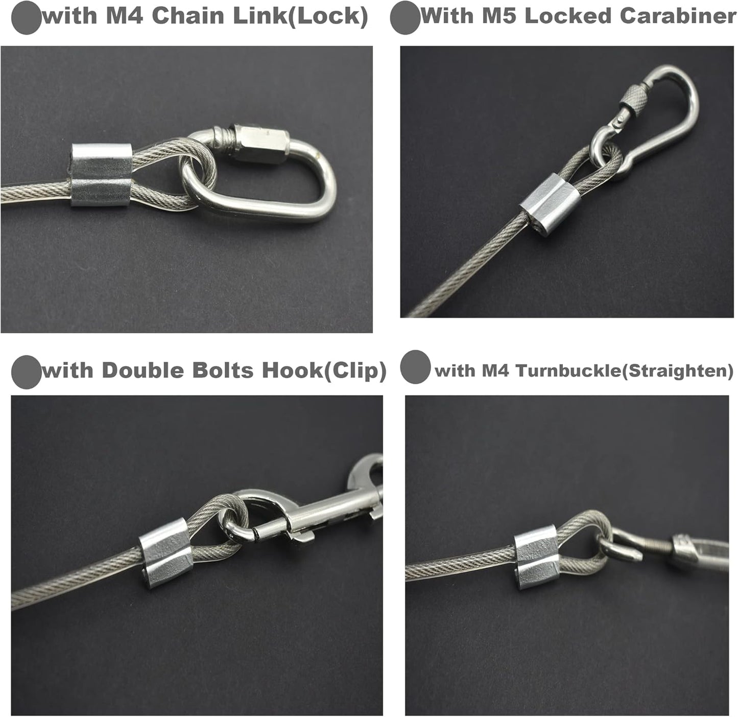 10 Pcs 5mm Wire 12 inch Vinyl Coated Stainless Steel Cable with Loops Short Wire Rope Lanyard Lock Security Chain Link for Outdoor Gates, Clear(5mm x 12 inch)