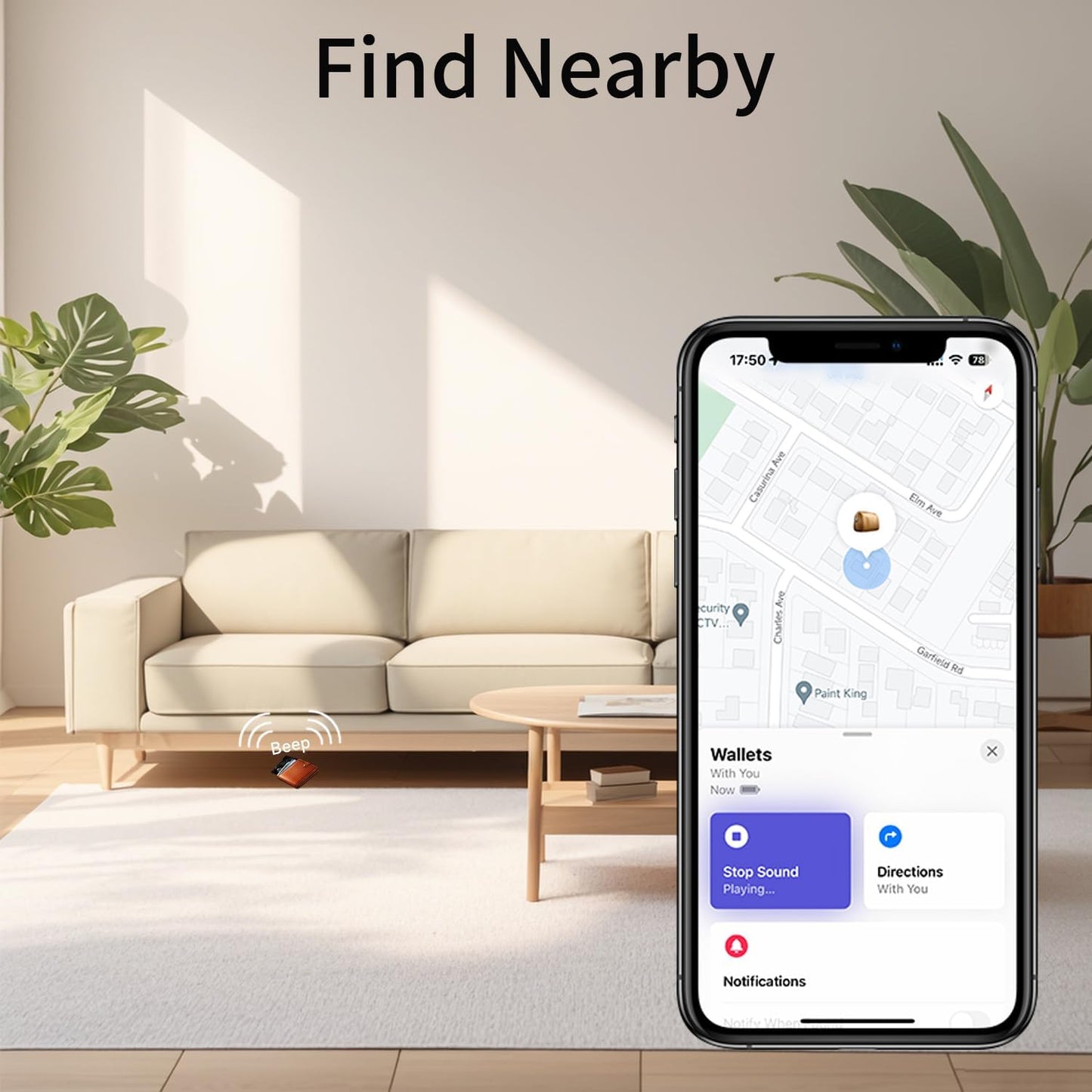 Wallet Tracker Card, Rechargeable Bluetooth Tracker with Apple Find My iOS Only Thin Wallet Finder GPS Tracker IP68 Waterproof Item Locator for Luggage, Keys, Bags, Passports and More