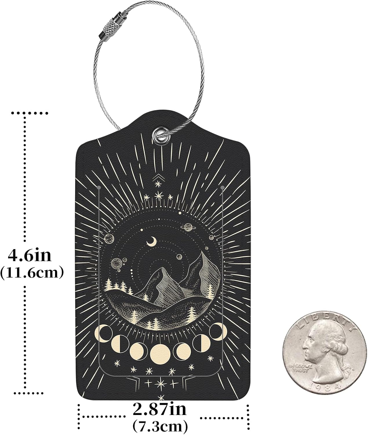 2 Pcs Luggage Tags for Suitcase, Cute Unique PU Leather Travel Bag Tag with Privacy Cover ID Label Address Card and Durable Metal Ring Suitable for Men Women Children Backpack,Mountain Range