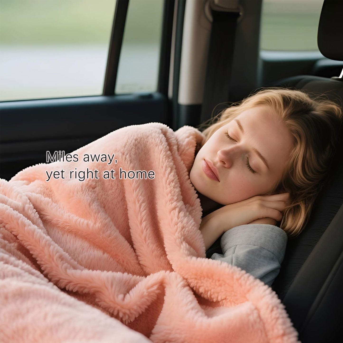 Melissa Large Travel Blanket and Inflatable Pillow Set - 69“ x 43.3” – Soft Blanket with Carry Bag – Lightweight, Compact & Washable for Backpacking, Hiking, Airplane, Car, Office, Camping (Pink)