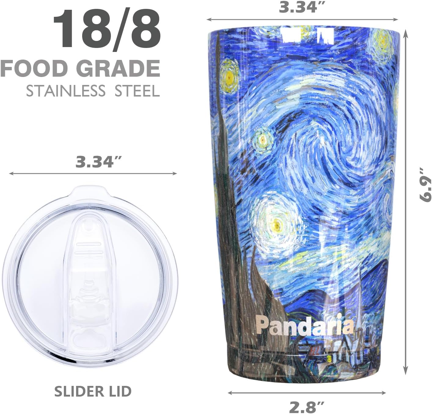 20 oz Stainless Steel Vacuum Insulated Tumbler with Lid - Double Wall Travel Mug Water Coffee Cup for Ice Drink & Hot Beverage, Starry Night…