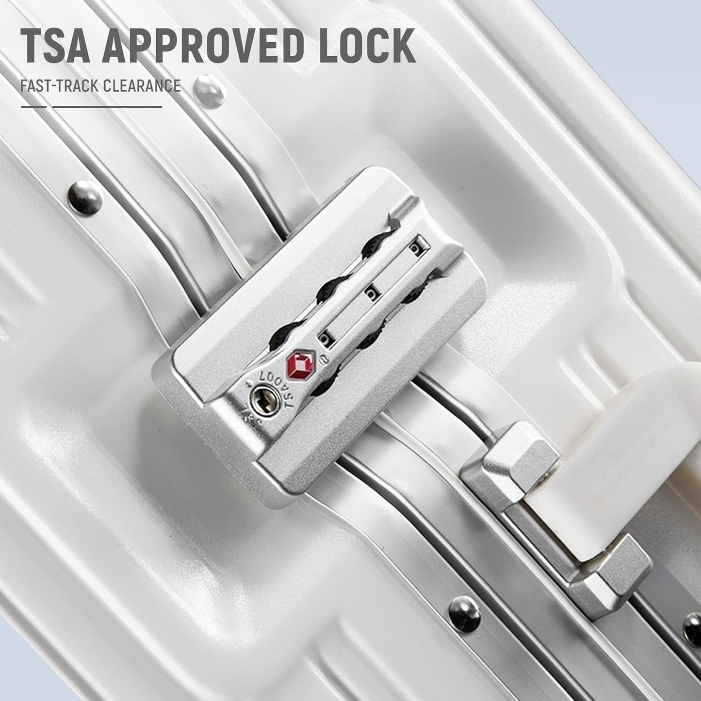 UrbanExplorer 24 Inch Check-In Aluminum Frame Luggage, ABS+PC Hard Shell Suitcases with Spinner Wheels TSA Approved Checked Luggage, Zipperless Suitcases with Cup Holder, White