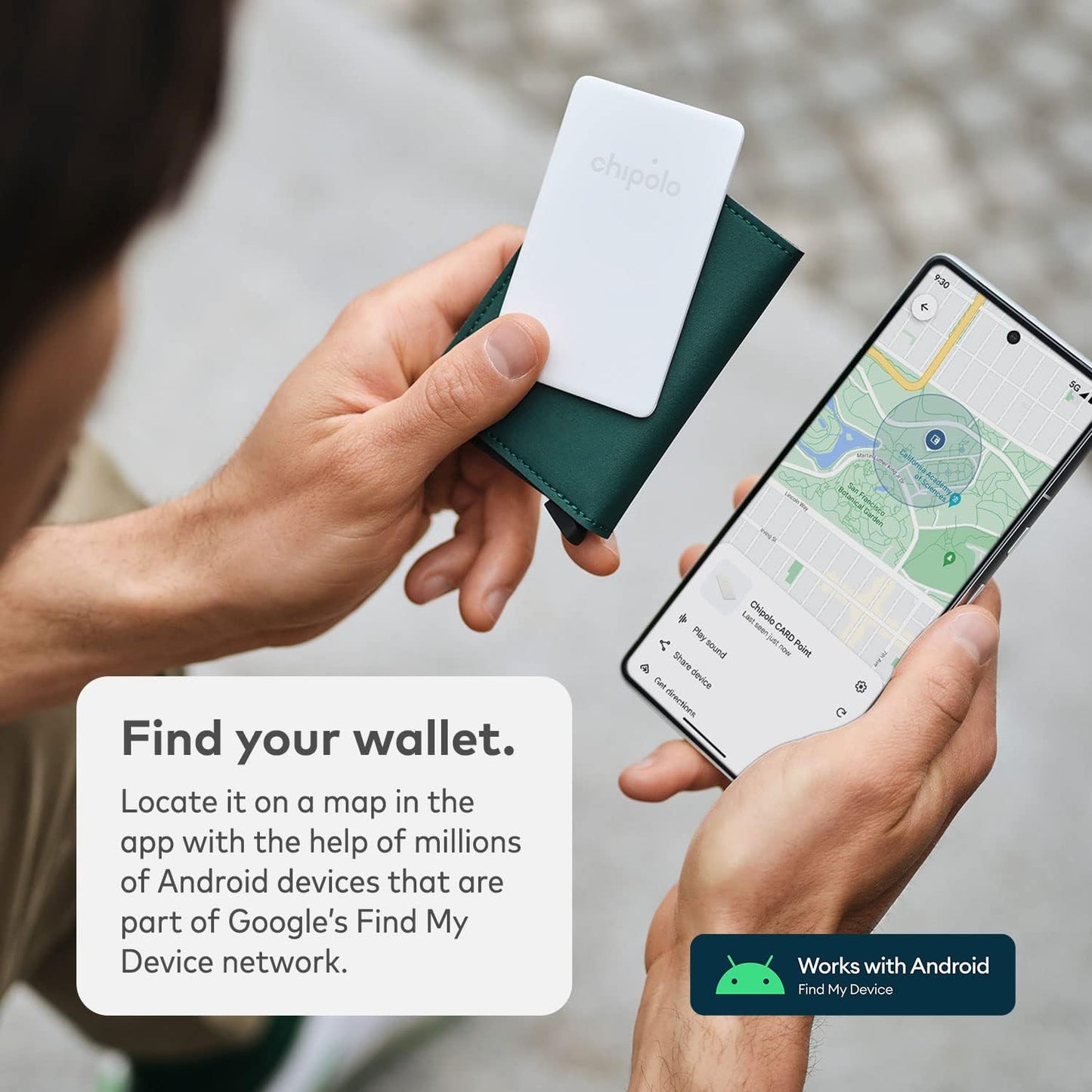 Chipolo Card Point - Wallet Finder, Bluetooth Tracker for Wallet, Item Finder, Passport Finder - Works with Google's Find My Device app (Android only) (Off White)