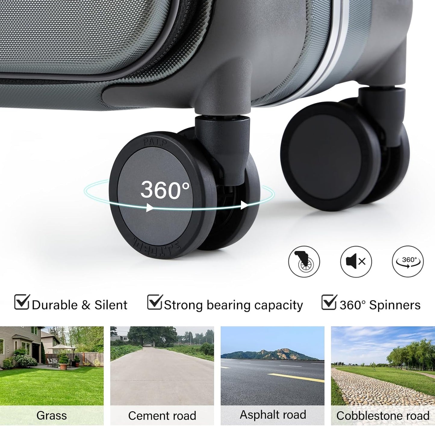 Hanke Top Opening Carry On Luggage, 20 Inch Zipperless Aluminum Frame Wide Handle Luggage, All-PC Hard Shell Trunk Suitcase with Spinner Wheels, TSA Airline Approved (Graphite Grey, 40L)