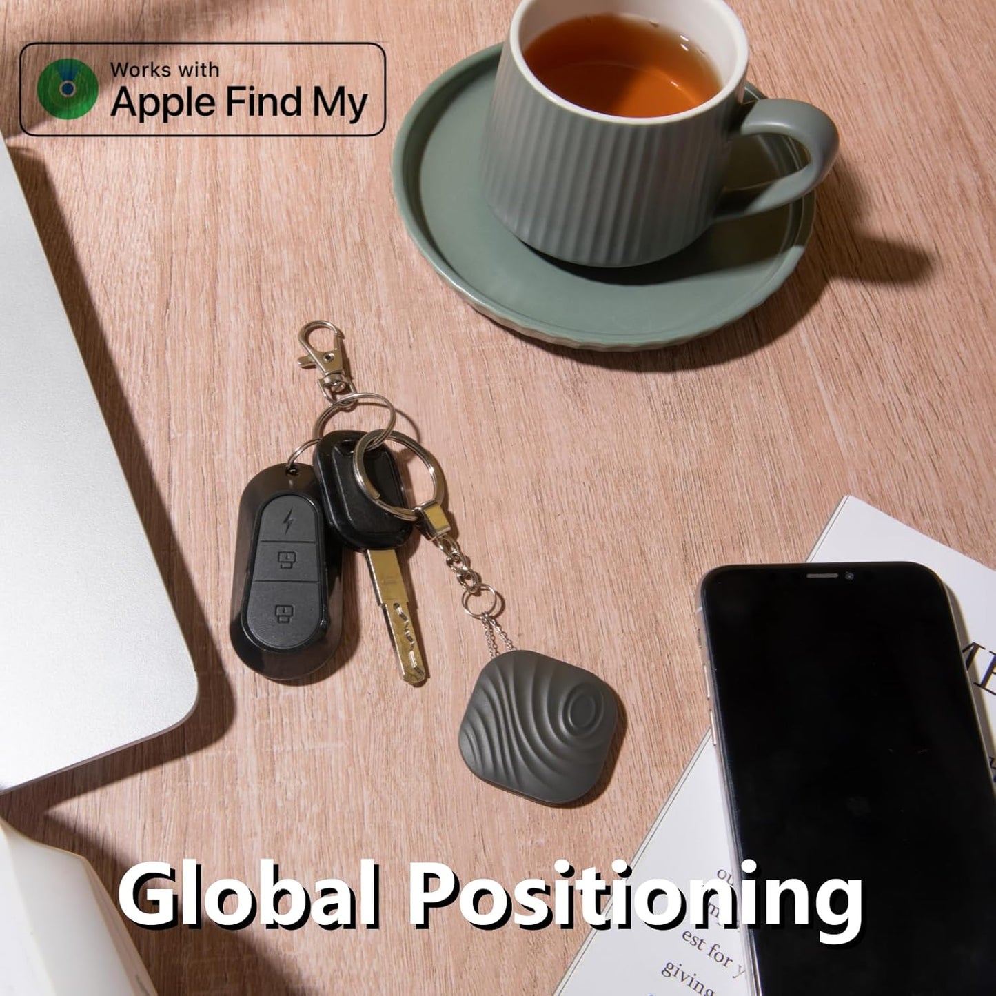 Smart Key Finder - Only iOS(Not for Android) - Bluetooth Smart Key Tracker Tag - Work for Apple Find My - Keep Track of The Items That Matter Most (2-White & 2-Coffee)