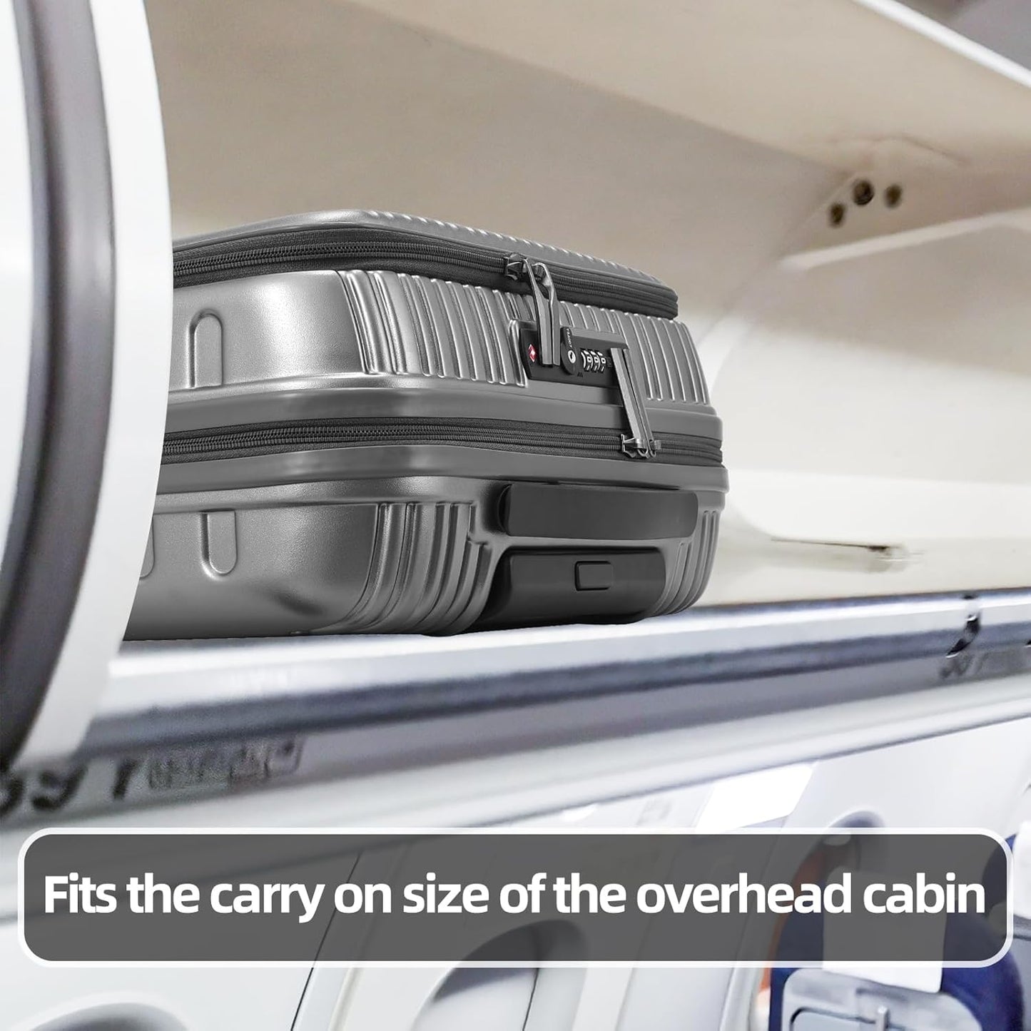 2 Pieces 20/29 Luggage Sets, 20 Inch Cabin Luggage with Front Pocket & 29 Inch Side Opening Suitcase, Ligthweight ABS+PC Hardshell, Gray