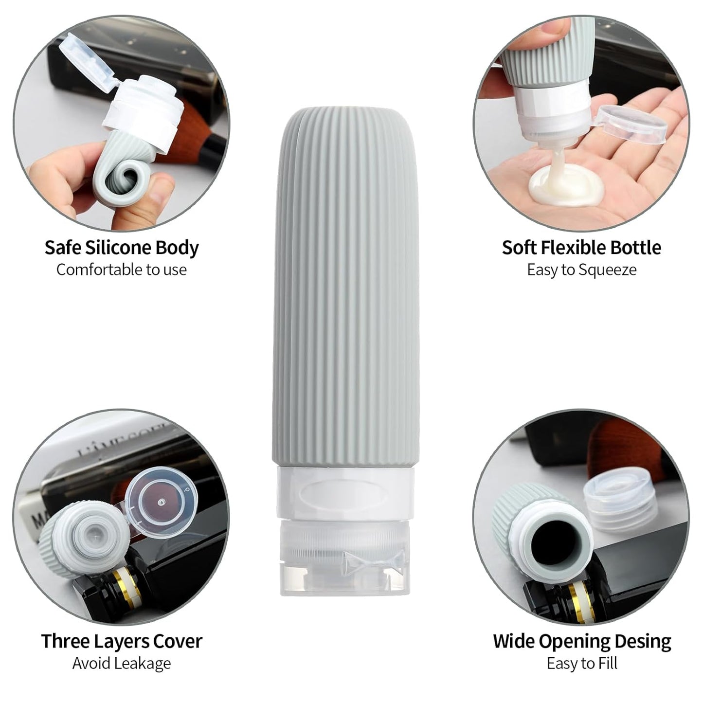 16 Pack Travel Bottles for Toiletries, Large 6oz Silicone Travel Containers jar for Toiletries, Leak Proof Refillable Liquid Shampoo And Conditioner Travel Essentials toiletry Bottles