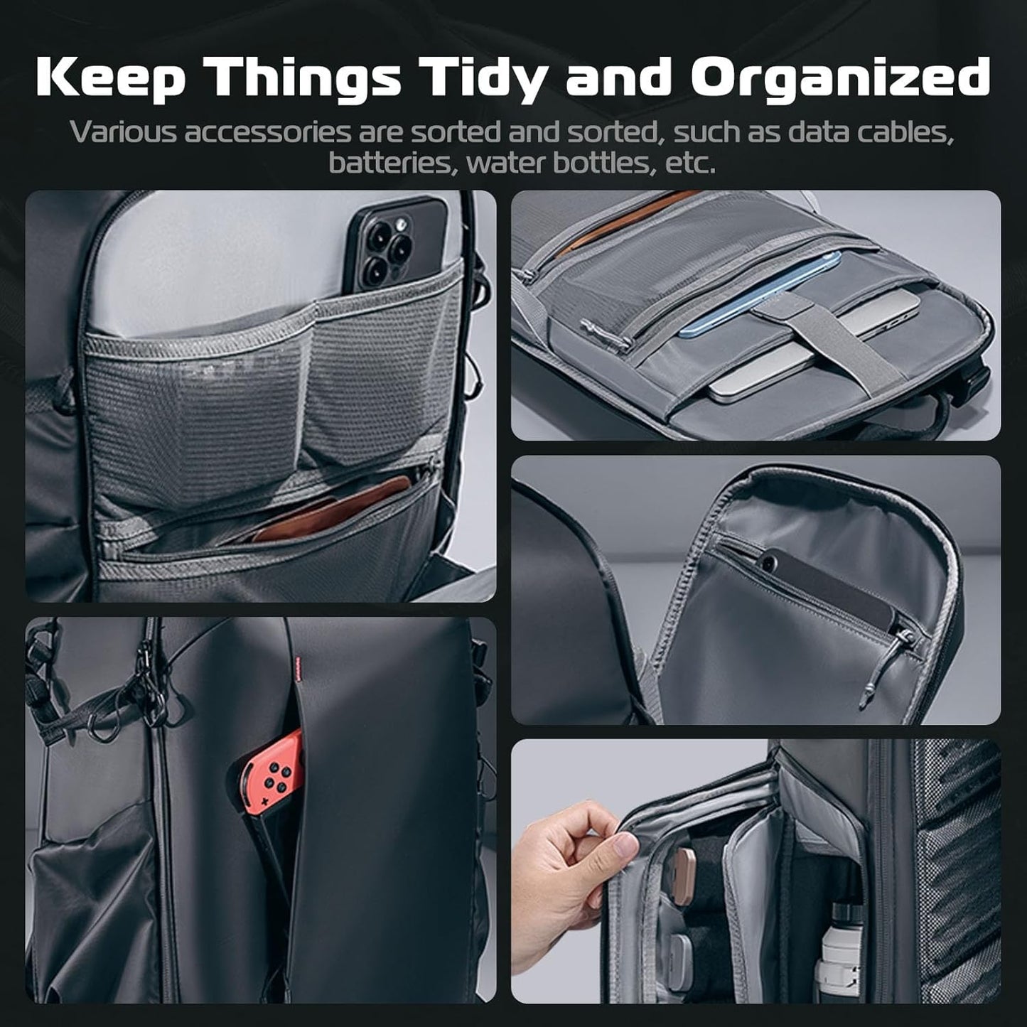 ULANZI Camera Backpack Professional Bag, Water-Resistant Photography Camera Case Anti Theft Travel for Photographers DSLR Mirrorless Camera Lens Tripod Holder 16" Laptop Black 22L