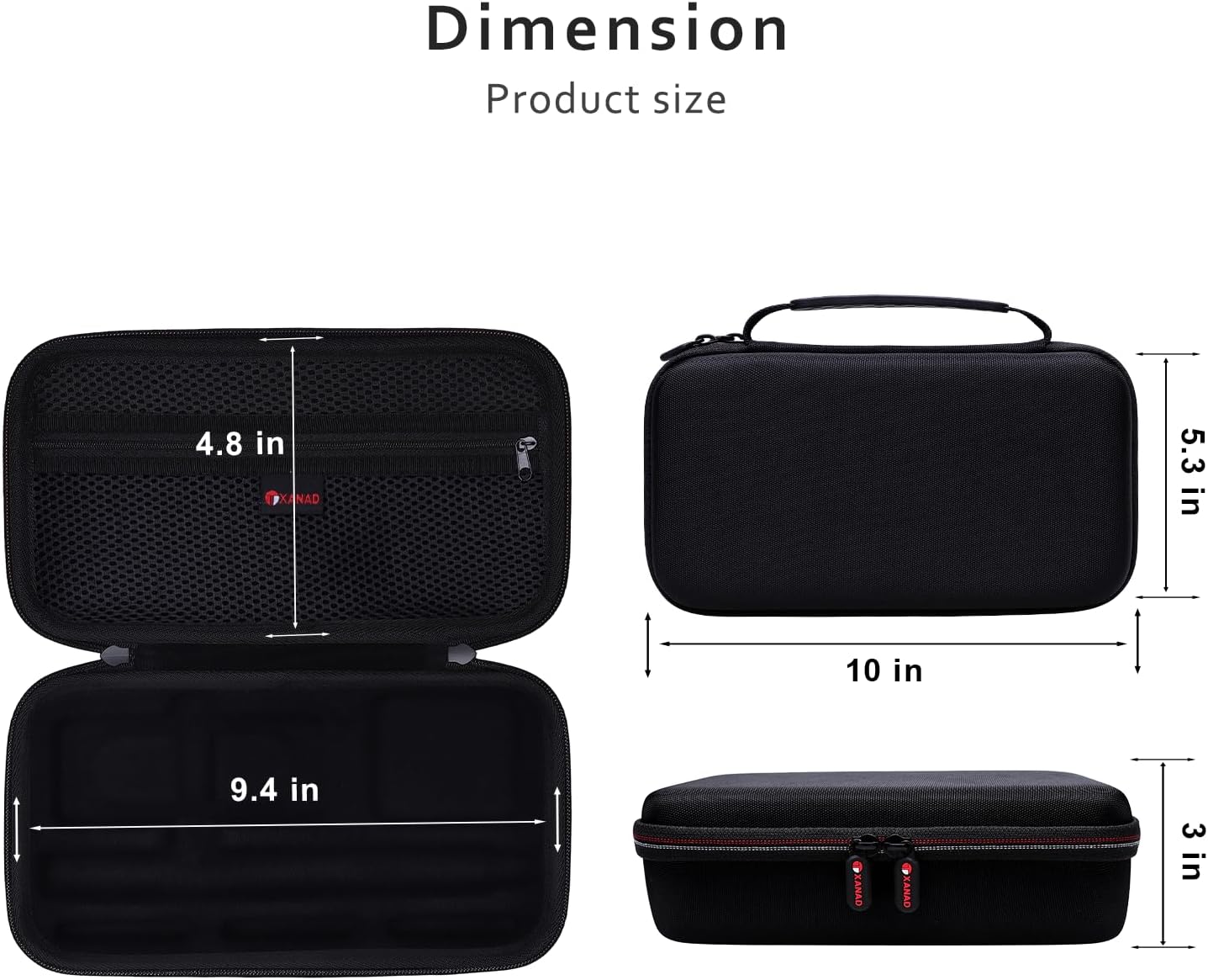 XANAD Hard Case for Insta360 X5/X4/X3/X2 Waterproof 8K 360 Action Camera,114CM Selfie Stick- Storage Carrying Bag(Black)