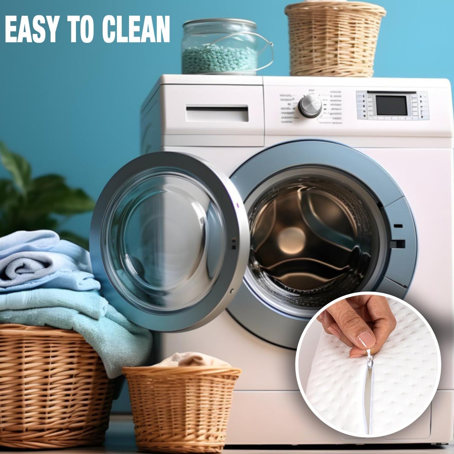 Travel & Camping Comfortable Memory Foam Pillow – Easy to Carry Portable Bag – Temperature Regulating Pillow Case (White)