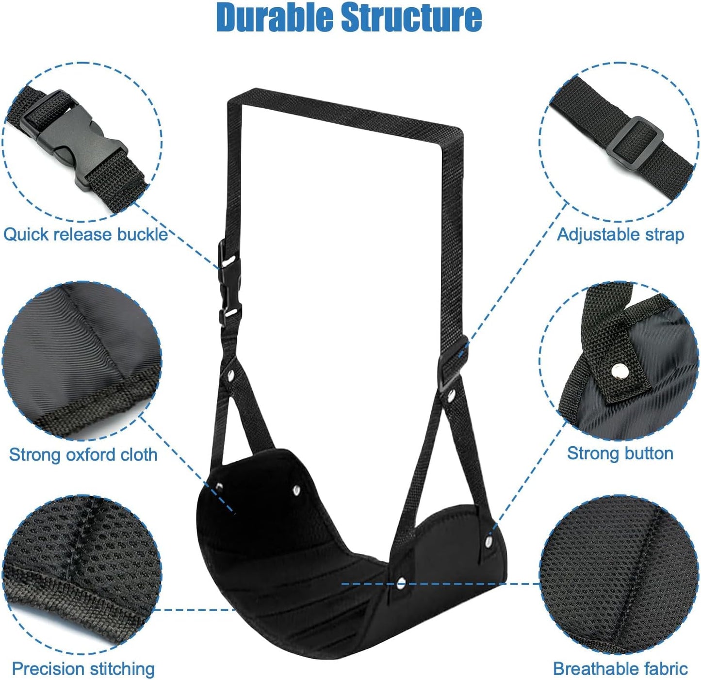 2 Pack Foot Hammock for Plane Travel, Portable Airplane Foot Rest Leg Hammock for Airplane Travel, Adjustable Plane Footrest Foot Sling for Long Flight