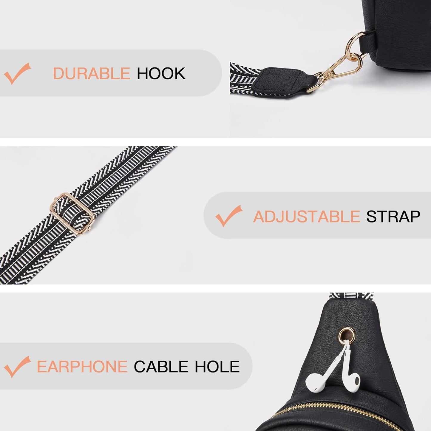 Telena Small Sling Bag for Women Leather Crossbody Fanny Packs Chest Bag for Women