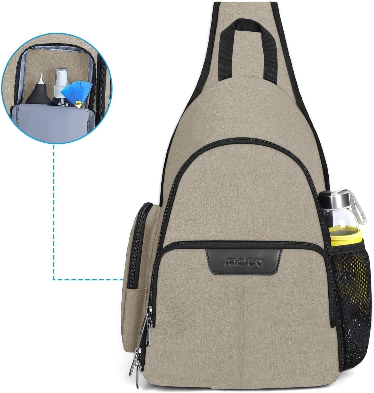 MOSISO Camera Bag Sling Backpack, DSLR/SLR/Mirrorless Full Open Camera Case with Tripod Holder&Rain Cover&Modular Insert, Photography Backpack Compatible with Canon/Nikon/Sony/Fuji, Khaki