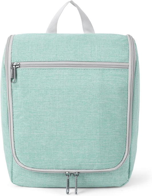 Della Gao Hanging Toiletry Bag for Men and Women, Portable Travel Makeup Bag Cosmetic Bag Toiletries Organizer, Bathroom Bag, Water Resistant Nylon - Green