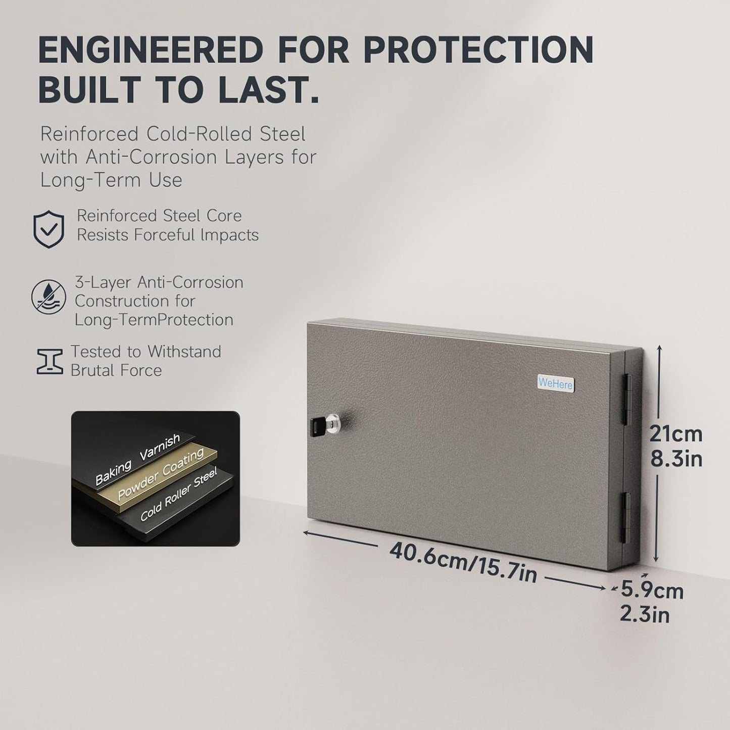 24-Key Cabinet Organizer - Key Lock Box & Safe Security Storage Holder for Valets, Hotels, Car & House Keys, Keeper Box - Black