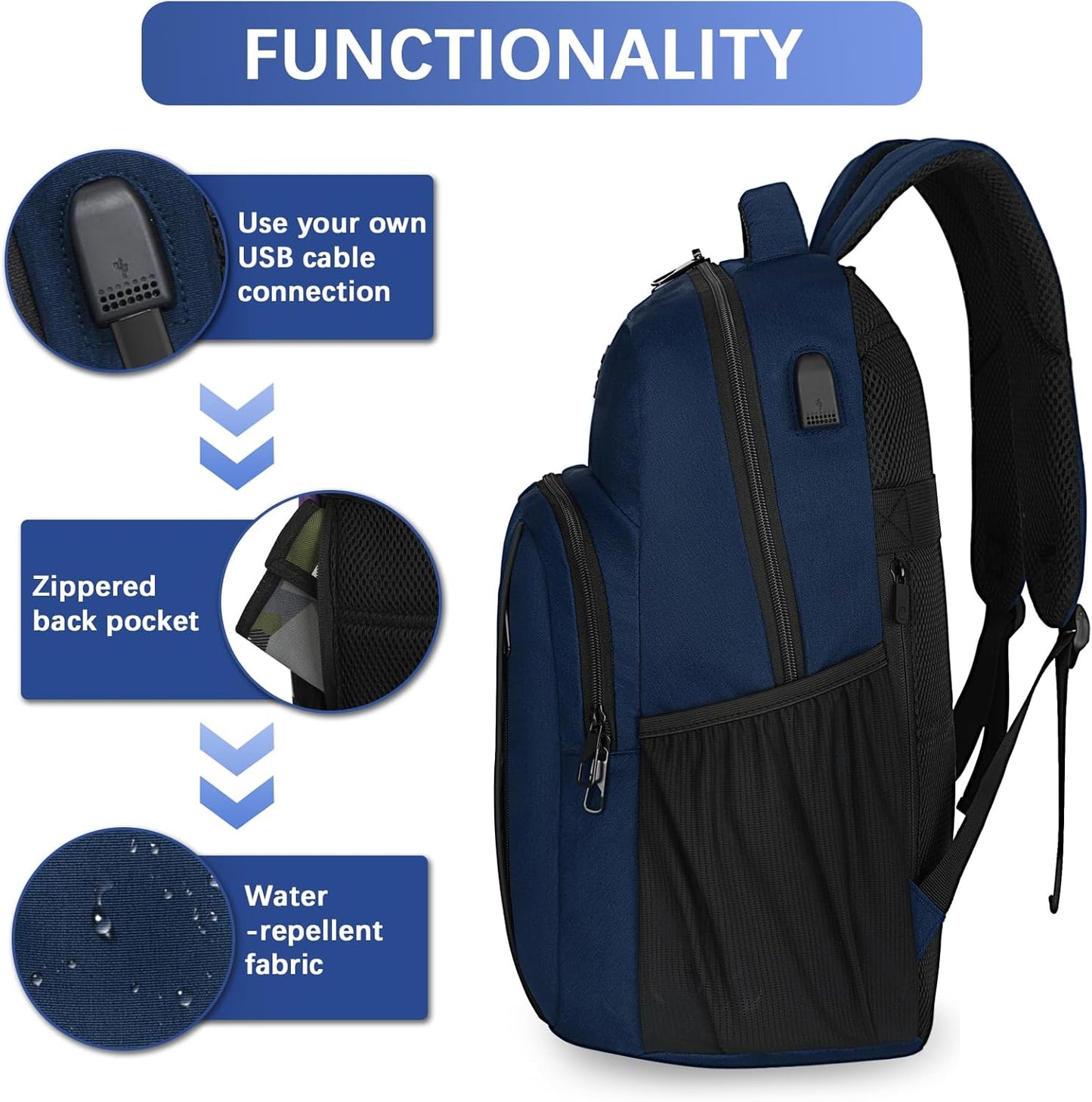 LARIPOP Extra Large Backpack,17.3 Inch Business Laptop backpack for Men Women with USB Charging Port,Water-Resistant Laptopack Weekender Daypack for Work College Computer